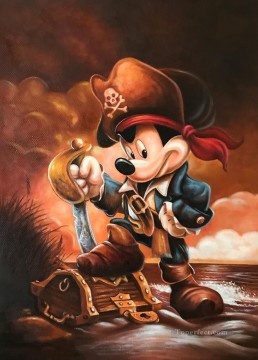 Pirate Mickey cartoon Oil Paintings